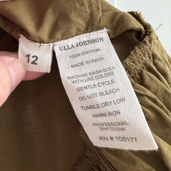 Ulla Johnson "Celia" Dress in Khaki Green, size 12 - Picture 8 of 11